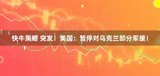 快牛策略 突发！美国：暂停对乌克兰部分军援！